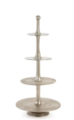 Vassoi E Centro Tavola>Bizzotto ALZATA 4P DECORATIVA MALLET ARGENTO H123
