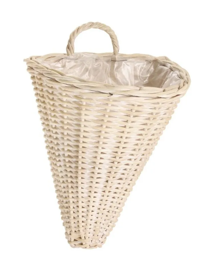Ceste Decorative>Bizzotto CESTA 1M RANDY CONO SBIANCATO H38