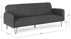 Divani Letto>Bizzotto DIVANO LETTO IN TESSUTO NERO - BRIDJET