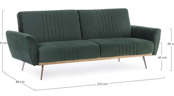 Divani Letto>Bizzotto DIVANO LETTO IN VELLUTO VERDE SCURO - JOHNNY