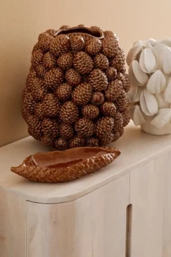 Coprivasi>Bizzotto FOGLIA DECORATIVA PIGNA MARRONE 34X12,5