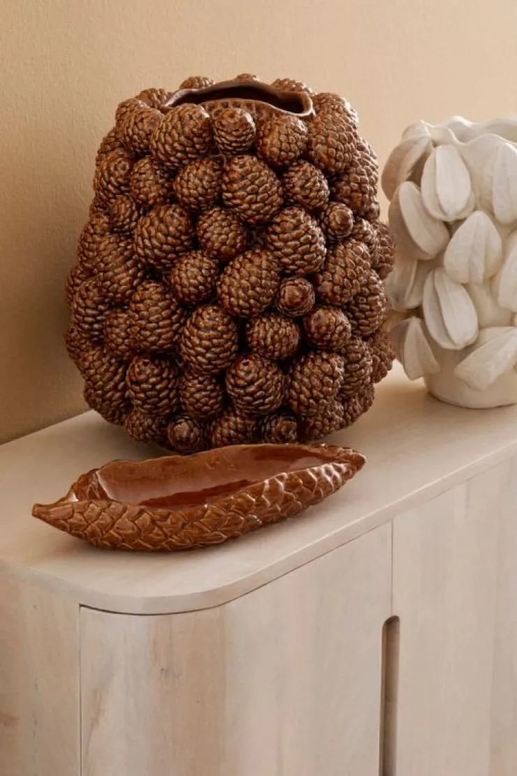 Coprivasi>Bizzotto FOGLIA DECORATIVA PIGNA MARRONE 34X12,5