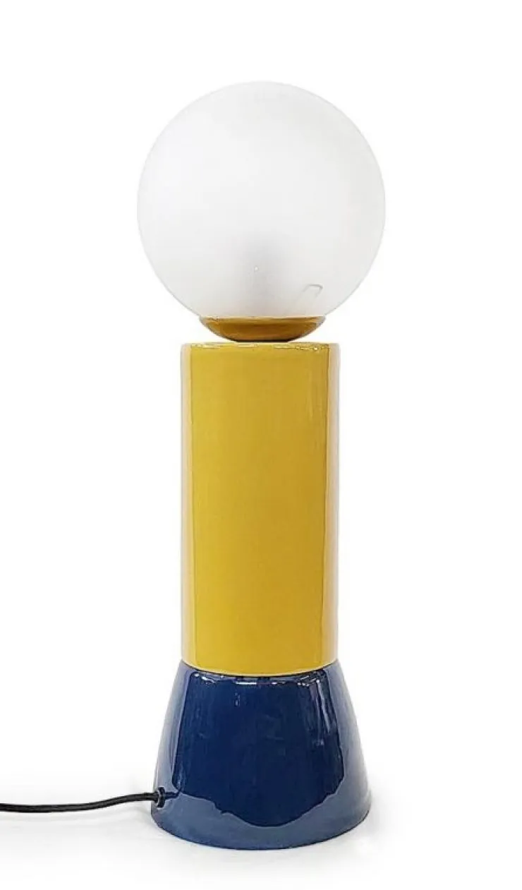 Lampade Da Tavolo>Bizzotto LAMPADA TAV. MALTON SENAPE BLU H47