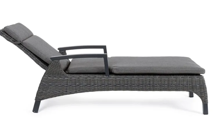Lettini, Sdraio E Chaise Longue>Bizzotto LETTINO RECLINABILE CON CUSCINI ANTRACITE JX55 - BRITTON