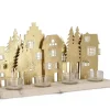 Vasi E Portacandele Natalizi>Bizzotto P.CANDELA 4P DWELLING ORO CASA-PINO