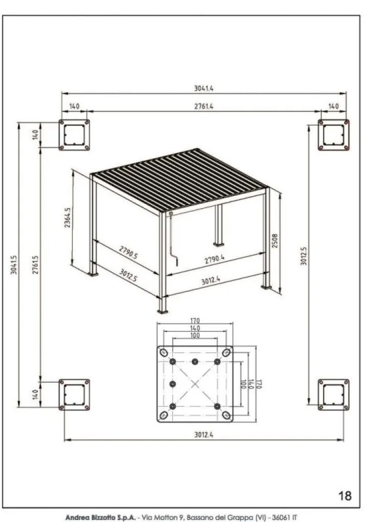 Pergole E Gazebo>Bizzotto PERGOLA OCEAN 3X3 SETA