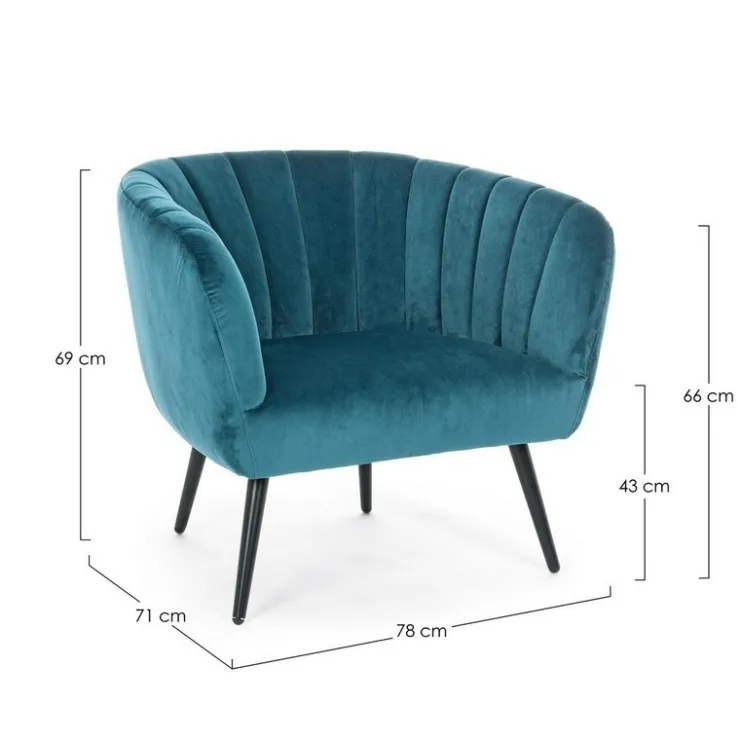 Poltrone E Chaise Longue>Bizzotto POLTRONA BLU PAVONE - AVRIL