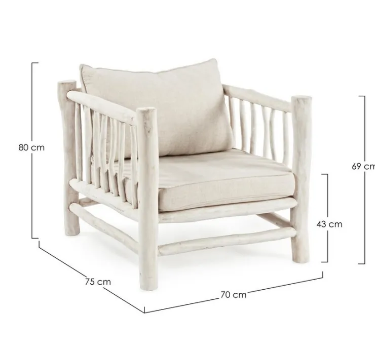 Poltrone E Chaise Longue>Bizzotto POLTRONA CON CUSCINO IN TEAK - SAHEL