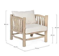 Poltrone E Chaise Longue>Bizzotto POLTRONA CON CUSCINO IN TEAK - SAHEL
