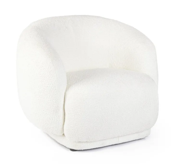 Poltrone E Chaise Longue>Bizzotto POLTRONA EFFETTO BOUCLE' BIANCO - TECLA