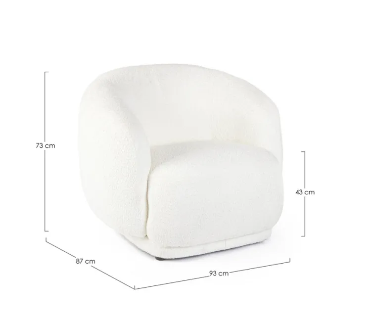 Poltrone E Chaise Longue>Bizzotto POLTRONA EFFETTO BOUCLE' BIANCO - TECLA