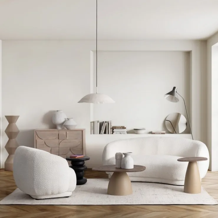 Poltrone E Chaise Longue>Bizzotto POLTRONA EFFETTO BOUCLE' BIANCO - TECLA