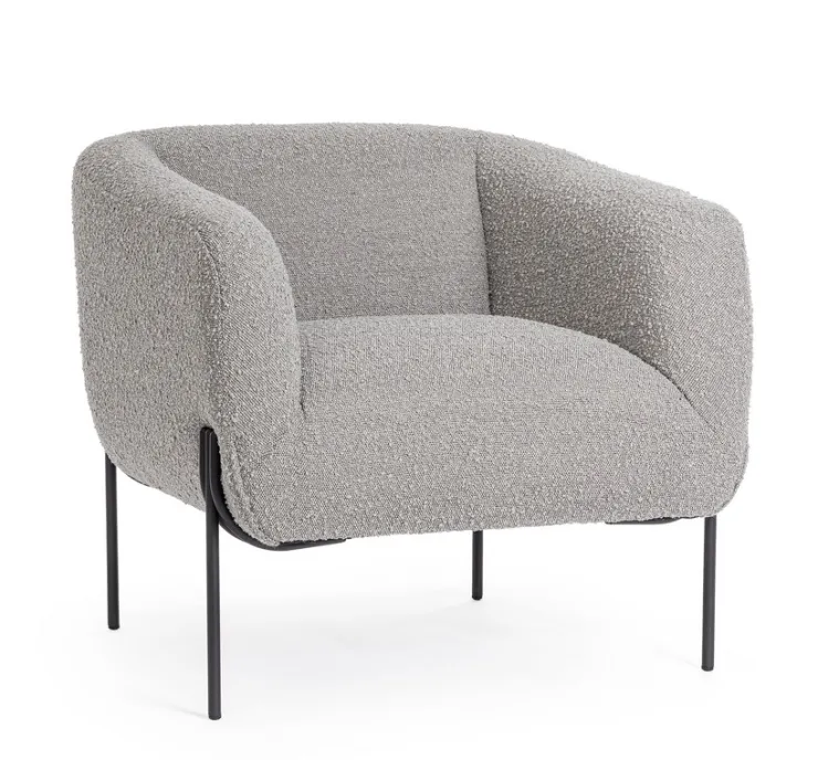 Poltrone E Chaise Longue>Bizzotto POLTRONA EFFETTO BOUCLE' GRIGIO - CLAUDINE
