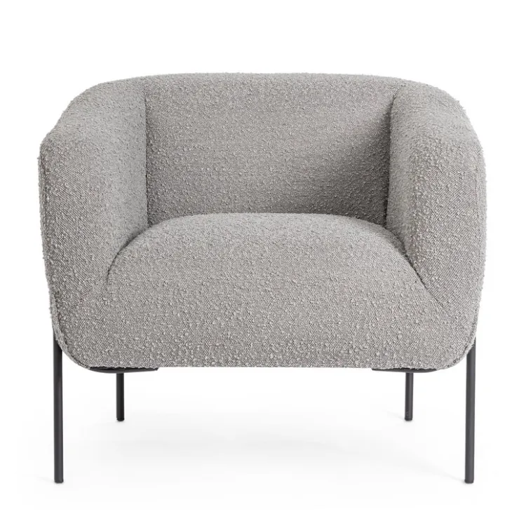 Poltrone E Chaise Longue>Bizzotto POLTRONA EFFETTO BOUCLE' GRIGIO - CLAUDINE