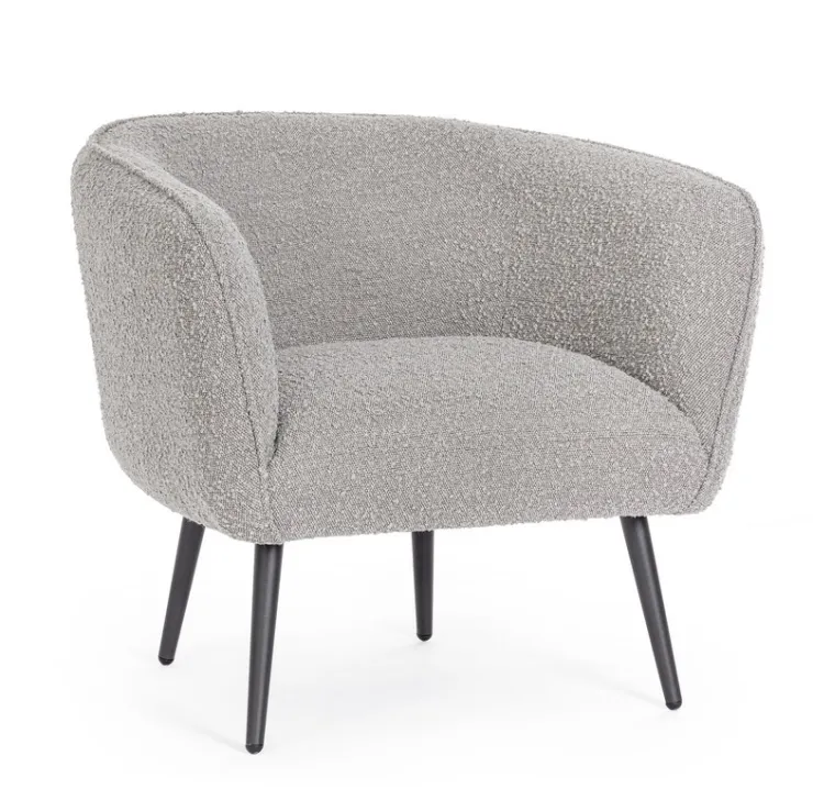 Poltrone E Chaise Longue>Bizzotto POLTRONA EFFETTO BOUCLE' GRIGIO - AVRIL