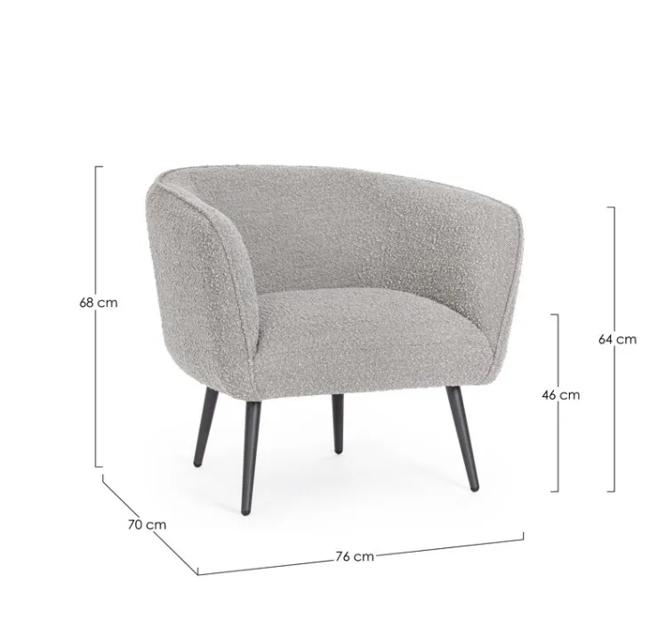 Poltrone E Chaise Longue>Bizzotto POLTRONA EFFETTO BOUCLE' GRIGIO - AVRIL