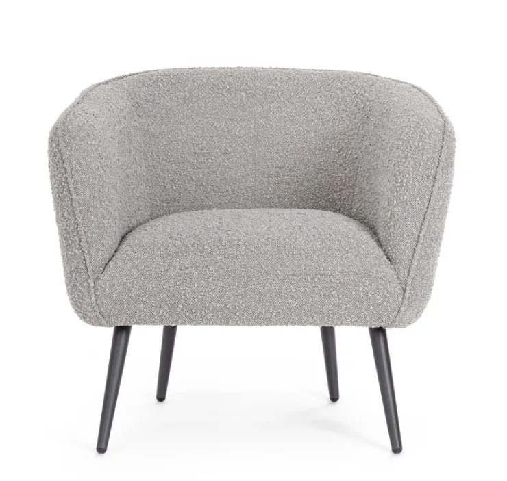 Poltrone E Chaise Longue>Bizzotto POLTRONA EFFETTO BOUCLE' GRIGIO - AVRIL