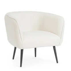 Poltrone E Chaise Longue>Bizzotto POLTRONA EFFETTO BOUCLE' BIANCO - AVRIL