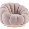 Poltrone E Chaise Longue>Bizzotto POLTRONA GIREVOLE EFFETTO BOUCLE' ROSA ANTICO - FLOREL
