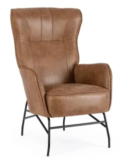Poltrone E Chaise Longue>Bizzotto POLTRONA IN ECOPELLE MARRONE - NASIRA