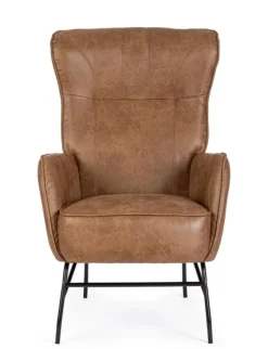 Poltrone E Chaise Longue>Bizzotto POLTRONA IN ECOPELLE MARRONE - NASIRA
