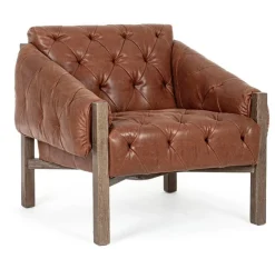 Poltrone E Chaise Longue>Bizzotto POLTRONA IN ECOPELLE MARRONE - HARRISON