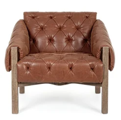 Poltrone E Chaise Longue>Bizzotto POLTRONA IN ECOPELLE MARRONE - HARRISON