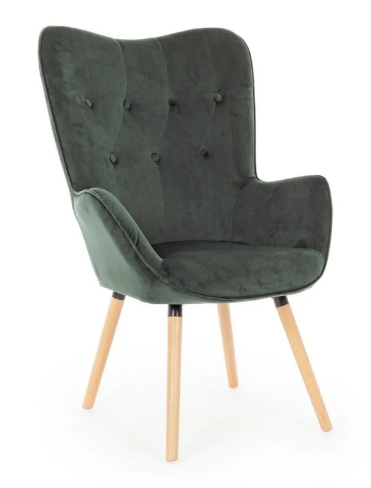 Poltrone E Chaise Longue>Bizzotto POLTRONA IN VELLUTO VERDE BOSCO - JULIET