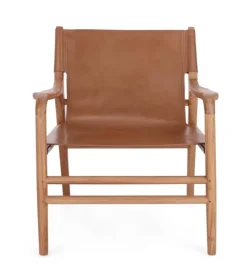 Poltrone E Chaise Longue>Bizzotto POLTRONA LOUNGE IN PELLE COGNAC - CAROLINE