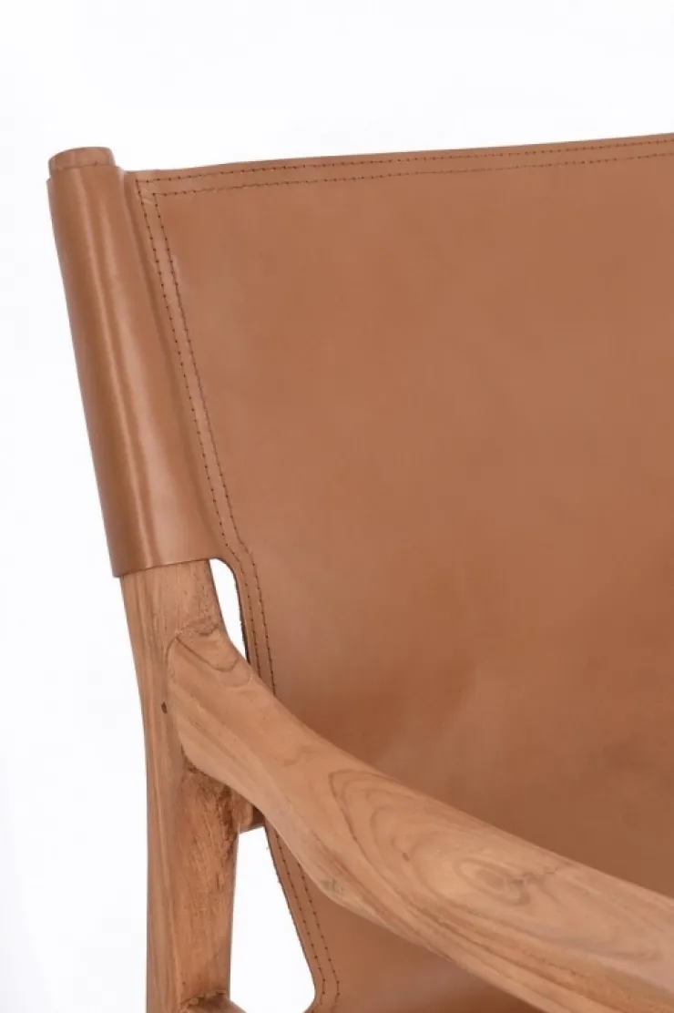 Poltrone E Chaise Longue>Bizzotto POLTRONA LOUNGE IN PELLE COGNAC - CAROLINE