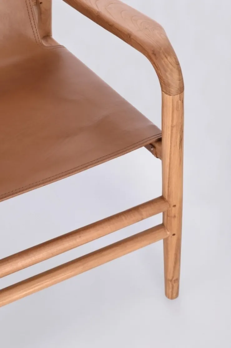 Poltrone E Chaise Longue>Bizzotto POLTRONA LOUNGE IN PELLE COGNAC - CAROLINE