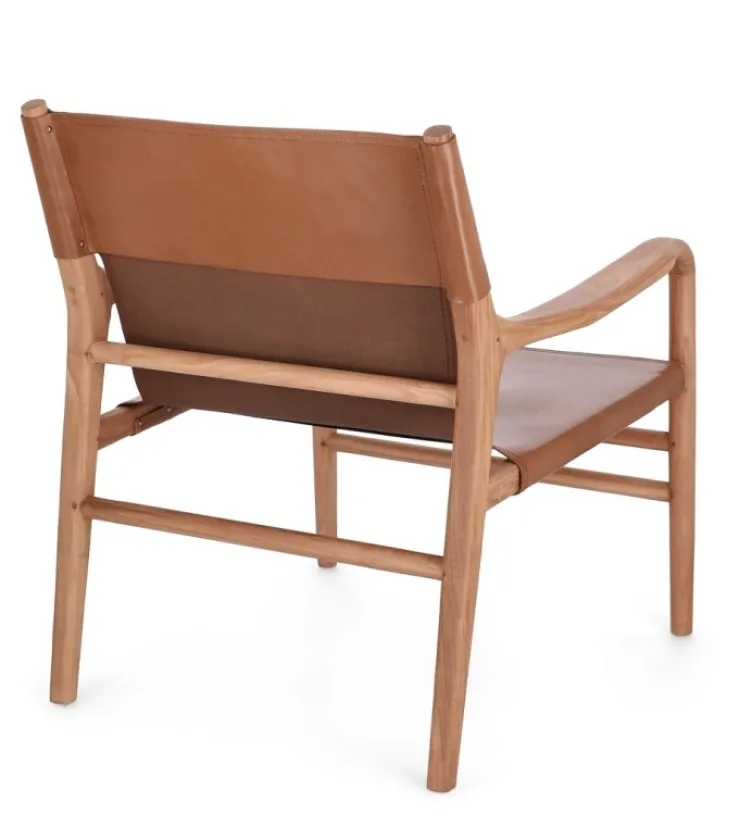 Poltrone E Chaise Longue>Bizzotto POLTRONA LOUNGE IN PELLE COGNAC - CAROLINE