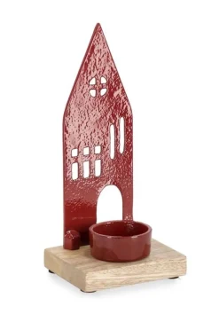 Vasi E Portacandele Natalizi>Bizzotto P.TEALIGHT 1P CORNWALL CASA ROSSO H19