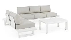 Salotti Completi>Bizzotto SALOTTO ANGOLARE IN ALLUMINIO BIANCO CX21 - KONNOR