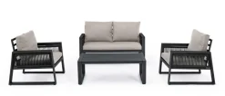 Salotti Completi>Bizzotto SALOTTO IN ALLUMINIO ANTRACITE LH32 - CAPTIVA