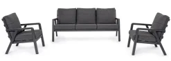 Salotti Completi>Bizzotto SALOTTO IN ALLUMINIO ANTRACITE JX55 - TRUMAN