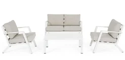 Salotti Completi>Bizzotto SALOTTO IN ALLUMINIO CON CUSCINI BIANCO YK11 - HARLEY