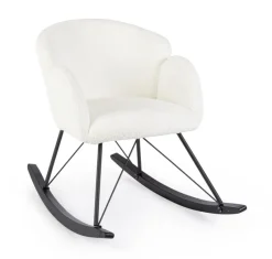 Poltrone E Chaise Longue>Bizzotto SEDIA A DONDOLO EFFETTO BOUCLE' BIANCA - SIBILLA