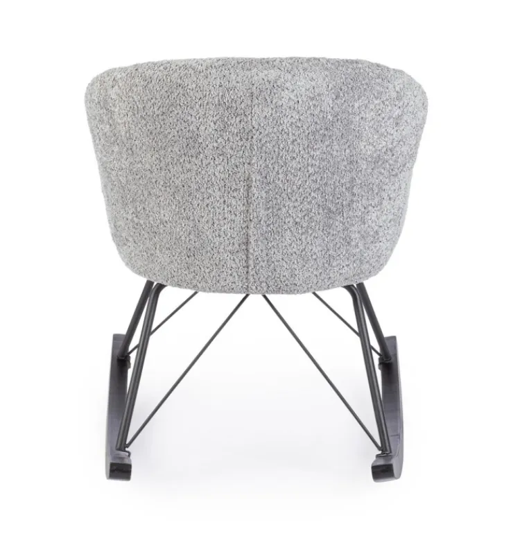 Poltrone E Chaise Longue>Bizzotto SEDIA A DONDOLO EFFETTO BOUCLE' GRIGIO CHIARO - SIBILLA
