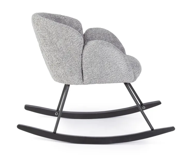 Poltrone E Chaise Longue>Bizzotto SEDIA A DONDOLO EFFETTO BOUCLE' GRIGIO CHIARO - SIBILLA