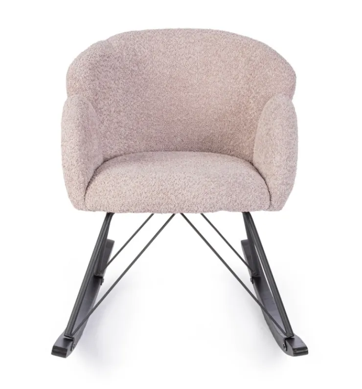 Poltrone E Chaise Longue>Bizzotto SEDIA A DONDOLO EFFETTO BOUCLE' ROSA ANTICO - SIBILLA