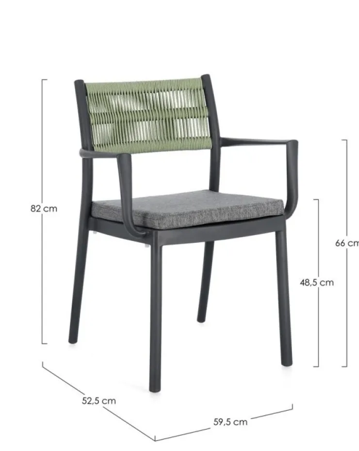 Sedie>Bizzotto SEDIA C-BR C-C ALVIN ANTRACITE/VERDE