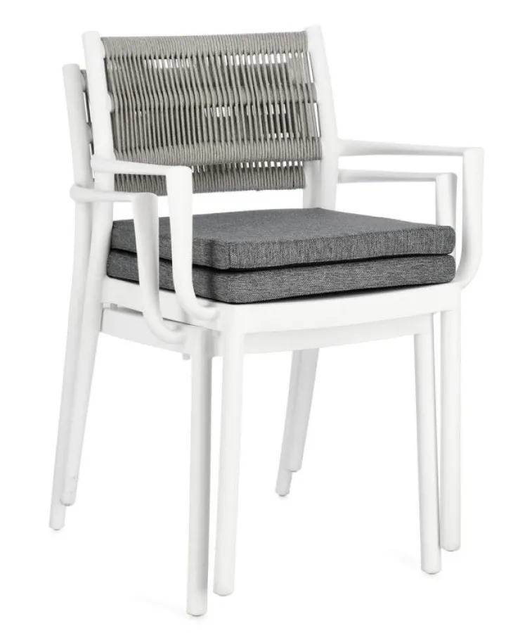 Sedie>Bizzotto SEDIA C-BR C-C ALVIN BIANCO/GRIGIO CH.