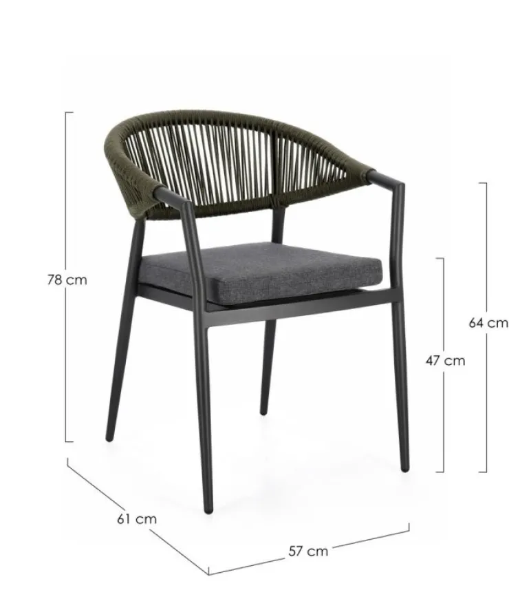 Sedie>Bizzotto SEDIA C-BR C-C MILLOR ANTRACITE/VERDE