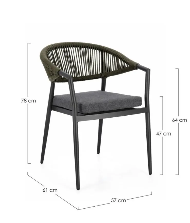 Sedie>Bizzotto SEDIA C-BR C-C MILLOR ANTRACITE/VERDE