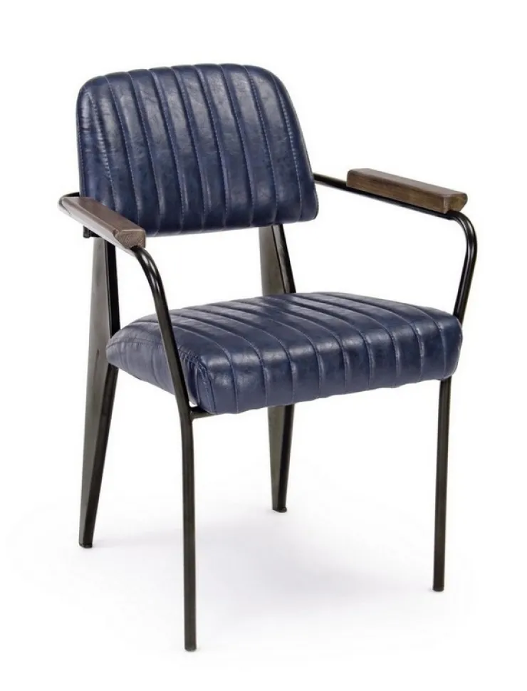 Sedie>Bizzotto SEDIA CON BRACCIOLI IN ECOPELLE BLU - NELLY