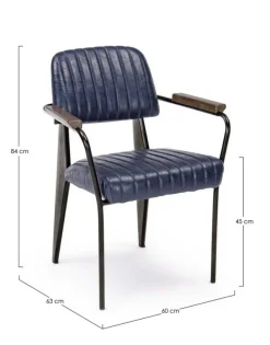 Sedie>Bizzotto SEDIA CON BRACCIOLI IN ECOPELLE BLU - NELLY