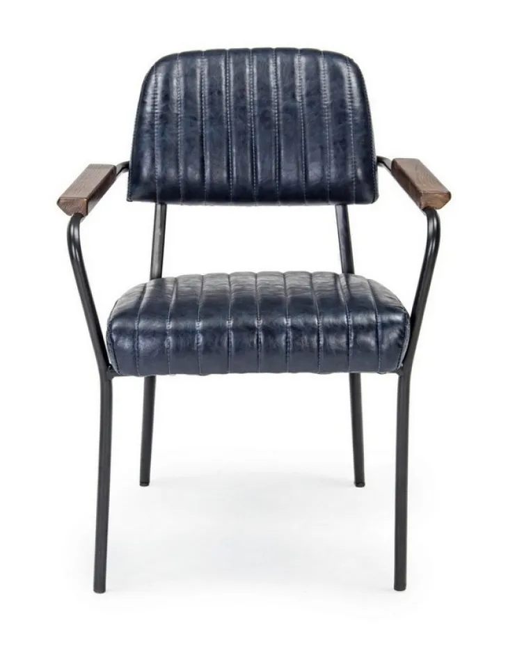 Sedie>Bizzotto SEDIA CON BRACCIOLI IN ECOPELLE BLU - NELLY