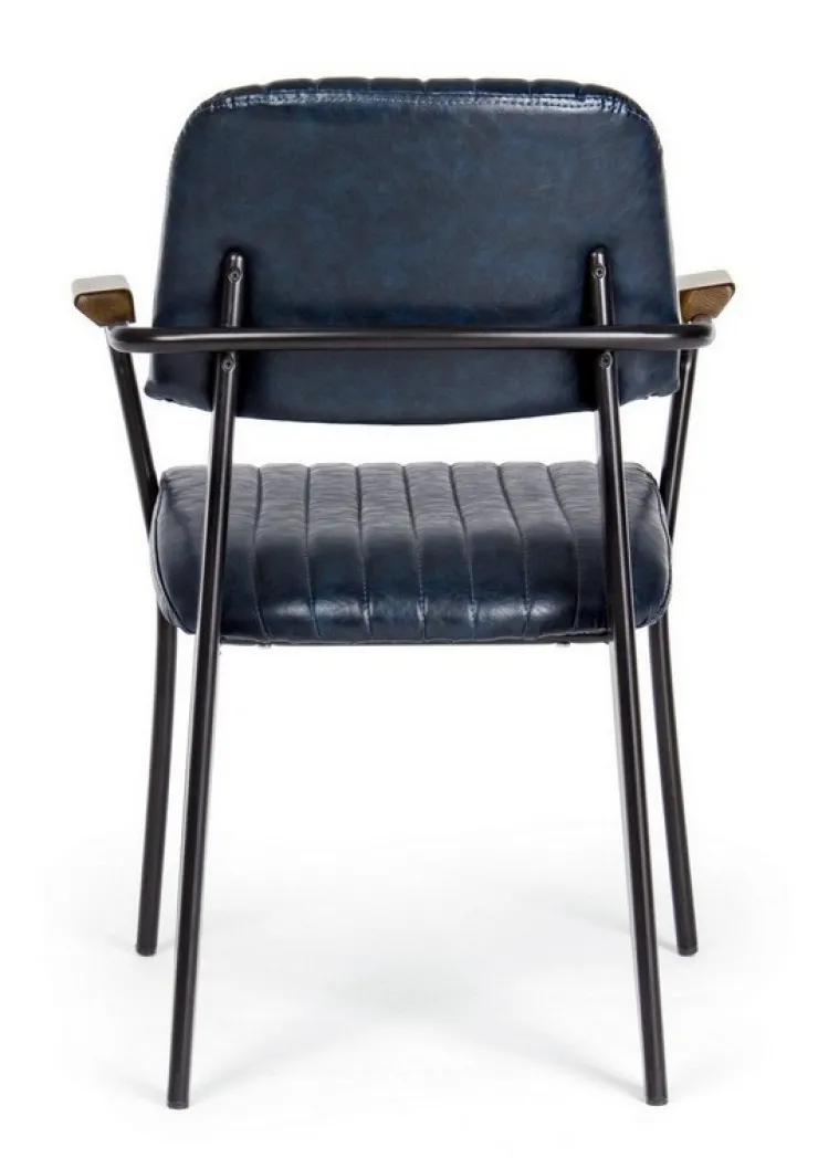 Sedie>Bizzotto SEDIA CON BRACCIOLI IN ECOPELLE BLU - NELLY