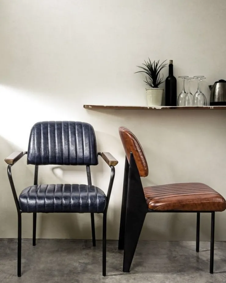 Sedie>Bizzotto SEDIA CON BRACCIOLI IN ECOPELLE BLU - NELLY